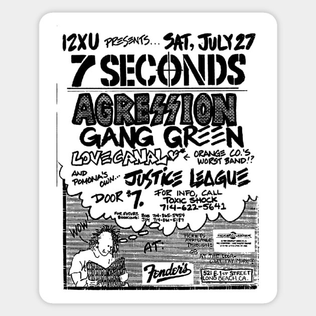 7 Seconds / Aggression / Gang Green Punk Flyer Sticker by Punk Flyer Archive